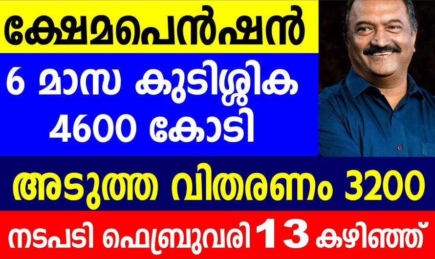 ക്ഷേമപെൻഷൻ 6 മാസ കുടിശ്ശിക 4600 കോടിഅടുത്ത വിതരണം   ഫെബ്രുവരി 13 കഴിഞ്ഞ്