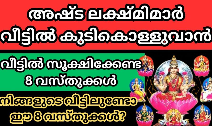 ഈ 8 വസ്തുക്കൾ നിങ്ങളുടെ വീടുകളിൽ ഉണ്ടോ?? അഷ്ടലക്ഷ്മിമാർ കുടികൊള്ളും