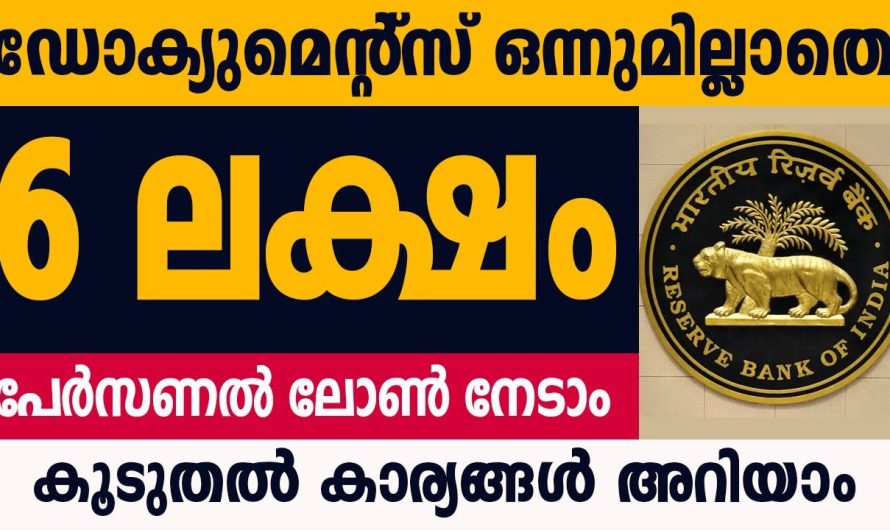 6 ലക്ഷം രൂപ പേർസണൽ ലോൺ ലഭിക്കും ഡോക്യുമെൻ്റ് ഇല്ലാതെ