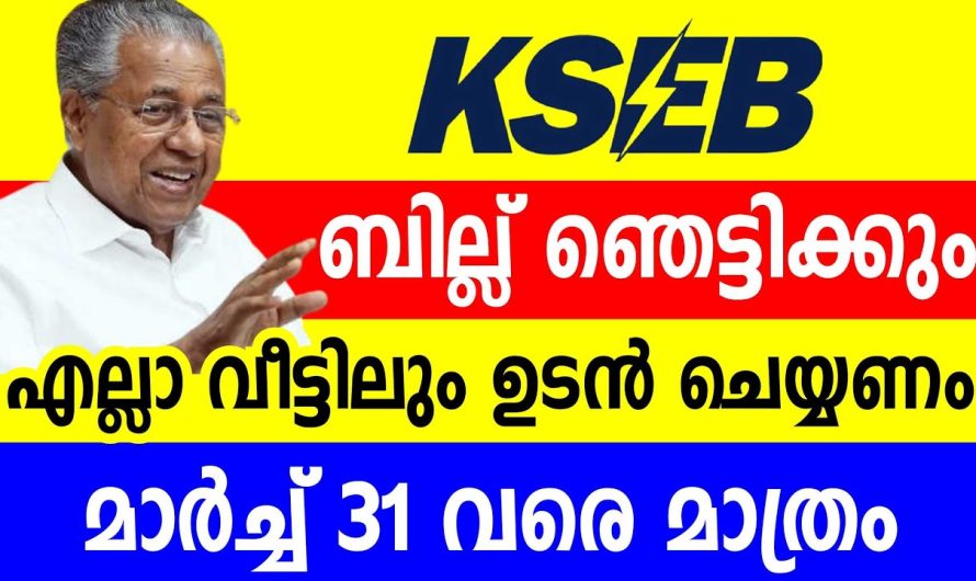 KSEB ബില്ല് ഞെട്ടിക്കും എല്ലാ വീട്ടിലും ഉടൻ ചെയ്യണം മാർച്ച് 31 വരെ