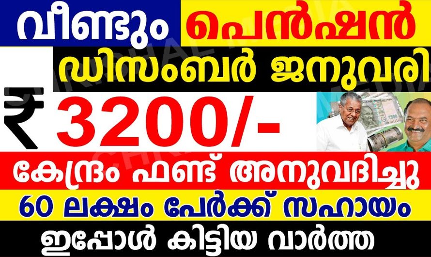 ഡിസംബർ ജനുവരി മാസത്തെ ഗഡു എത്തുന്നു പെൻഷൻ കുടിശിക 3200 രൂപ വീണ്ടും അക്കൗണ്ടിൽ