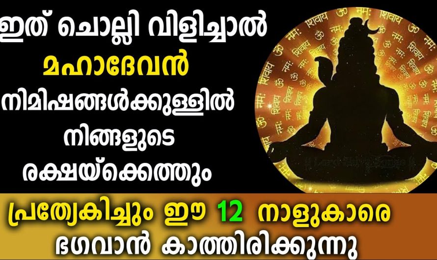 ഇതു മനസ്സിൽ ഉരുവിട്ടാൽ,നിമിഷങ്ങൾക്കുള്ളിൽ ശിവൻറെ രക്ഷ നേടാം