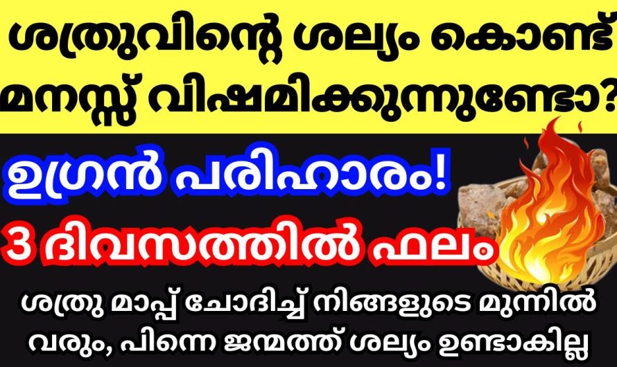 ഒത്തിരി പേരുടെ ശത്രു ശല്യം തീർത്ത ഉത്തമ പരിഹാര മാർഗം,