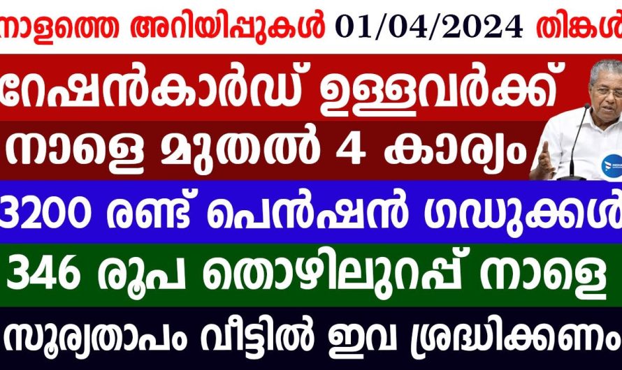 പെൻഷൻ രണ്ട് ഗഡുക്കൾ 3200 വിതരണം. റേഷൻകാർഡ് ഉള്ളവർക്ക് 4 അറിയിപ്പ്