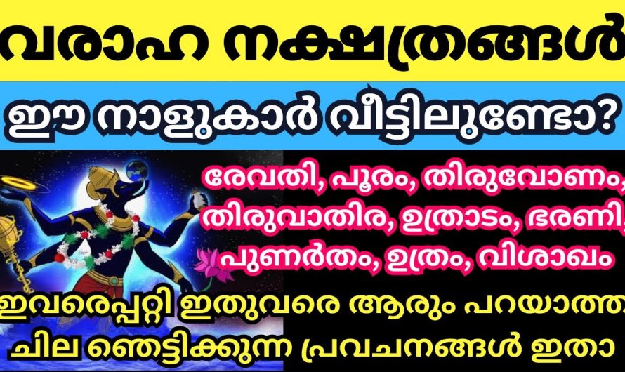 വരാഹ നക്ഷത്രക്കാർ കുടുംബങ്ങളിൽ ഉണ്ടോ വരാഹ നക്ഷത്രത്തിൽ ജനിച്ചാൽ ഉള്ള ഫലങ്ങൾ ഇതാണ്,