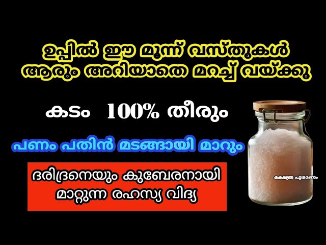 ഉപ്പിൽ ഈ മൂന്നു വസ്തുക്കൾ ആരും കാണാതെ മറച്ചുവയ്ക്കു… അത്ഭുതം സംഭവിക്കും…