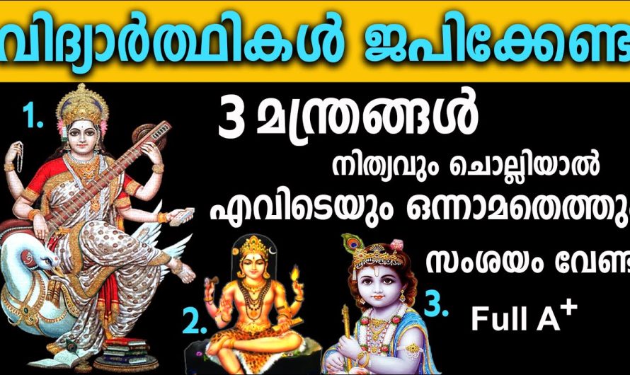 ഈ 3 മന്ത്രങ്ങൾ നിത്യവും ജപിക്കുന്ന വിദ്യാർത്ഥി ഭാവിയിൽ രാജാവിന് തുല്യം ജീവിതം നയിക്കും,