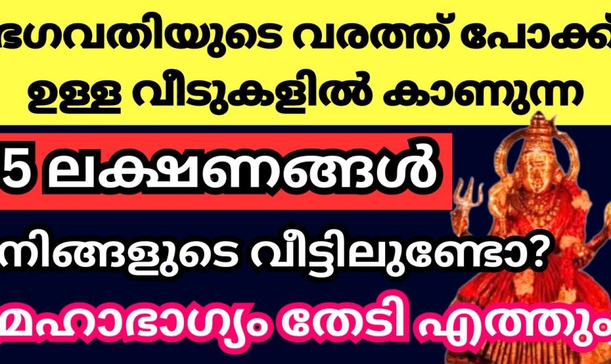 ഭഗവതിയുടെ വരത്ത്‌ പോക്കുള്ള ഗൃഹങ്ങളിൽ കാണുന്ന പ്രധാന ലക്ഷണങ്ങൾ,