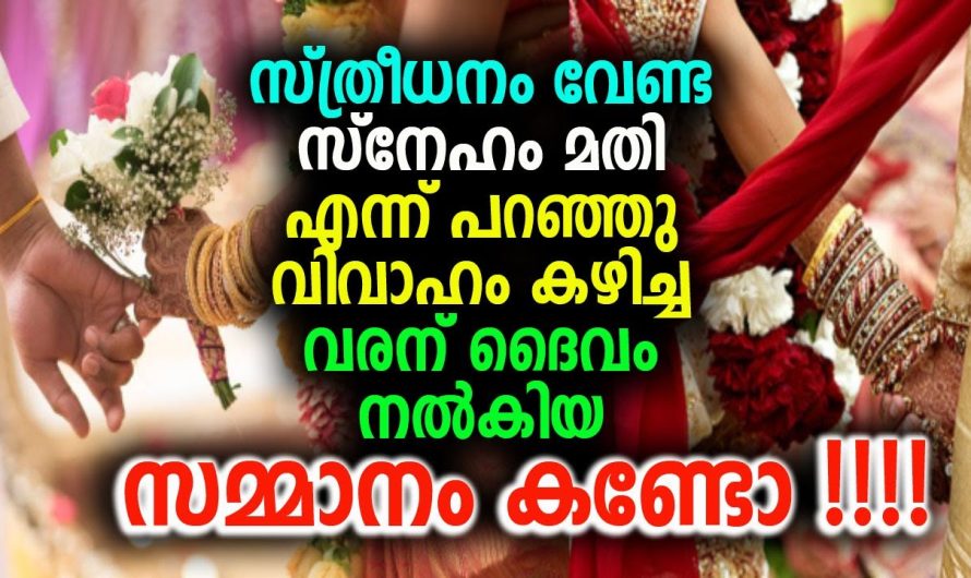 സ്ത്രീധനം ഒന്നും വാങ്ങിക്കാതെ കല്യാണം കഴിച്ച വരനു ദൈവം കൊടുത്ത സമ്മാനം കണ്ടോ..